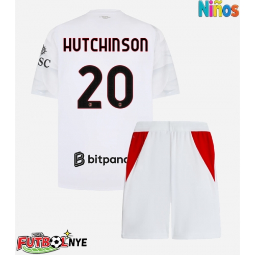 Camiseta AC Milan Omari Hutchinson #20 Visitante Equipación para niños 2026-27 manga corta (+ pantalones cortos)